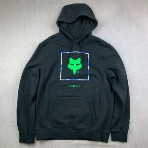 Fox Racing Mens Sweater Large Black Green Hoodie Long Sleeve Motocross Biking